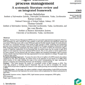 Agile business process management A systematic literature review and an integrated framework